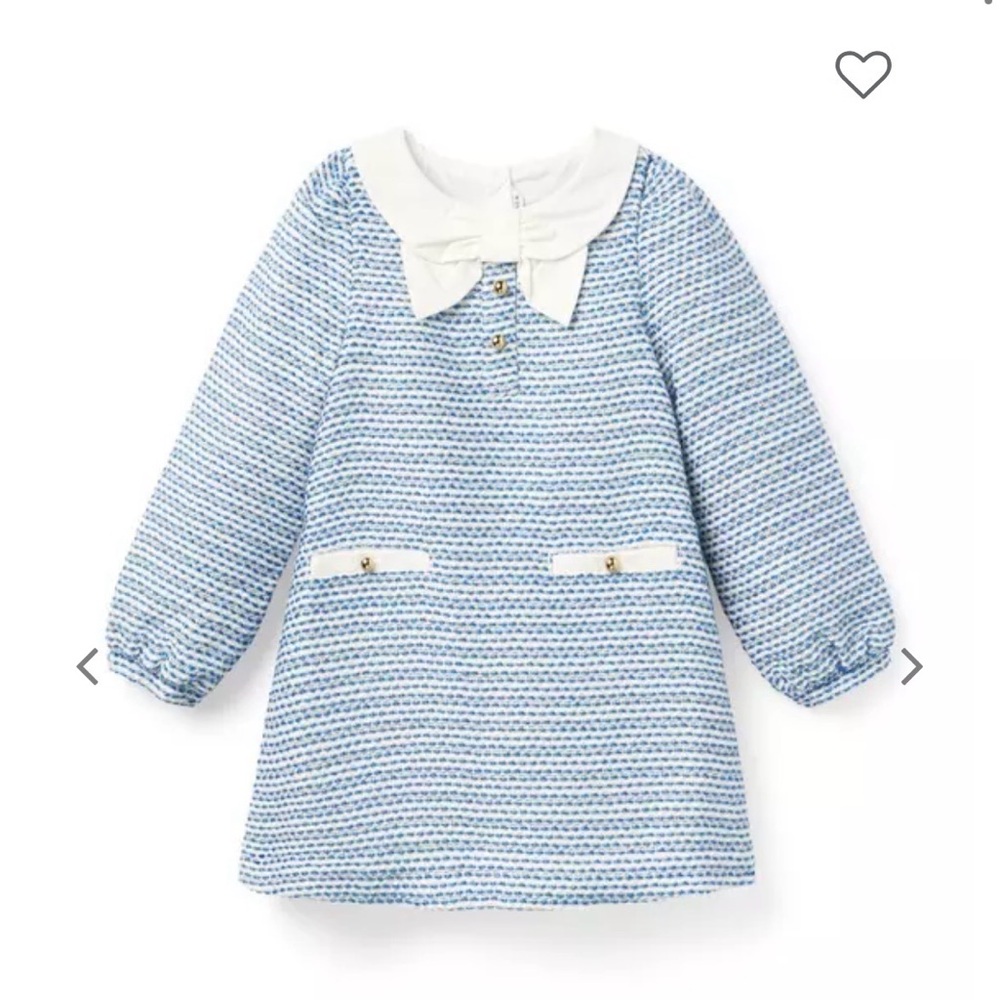 Janie and Jack Blue and White Striped Dress with Bow Collar
